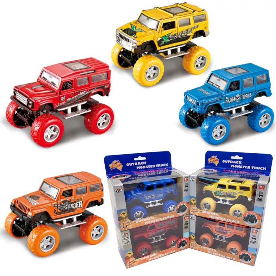 1:36 Diecast Off-Road Cars Outback Monster Truck 4 Colors Asst. AO6018GW