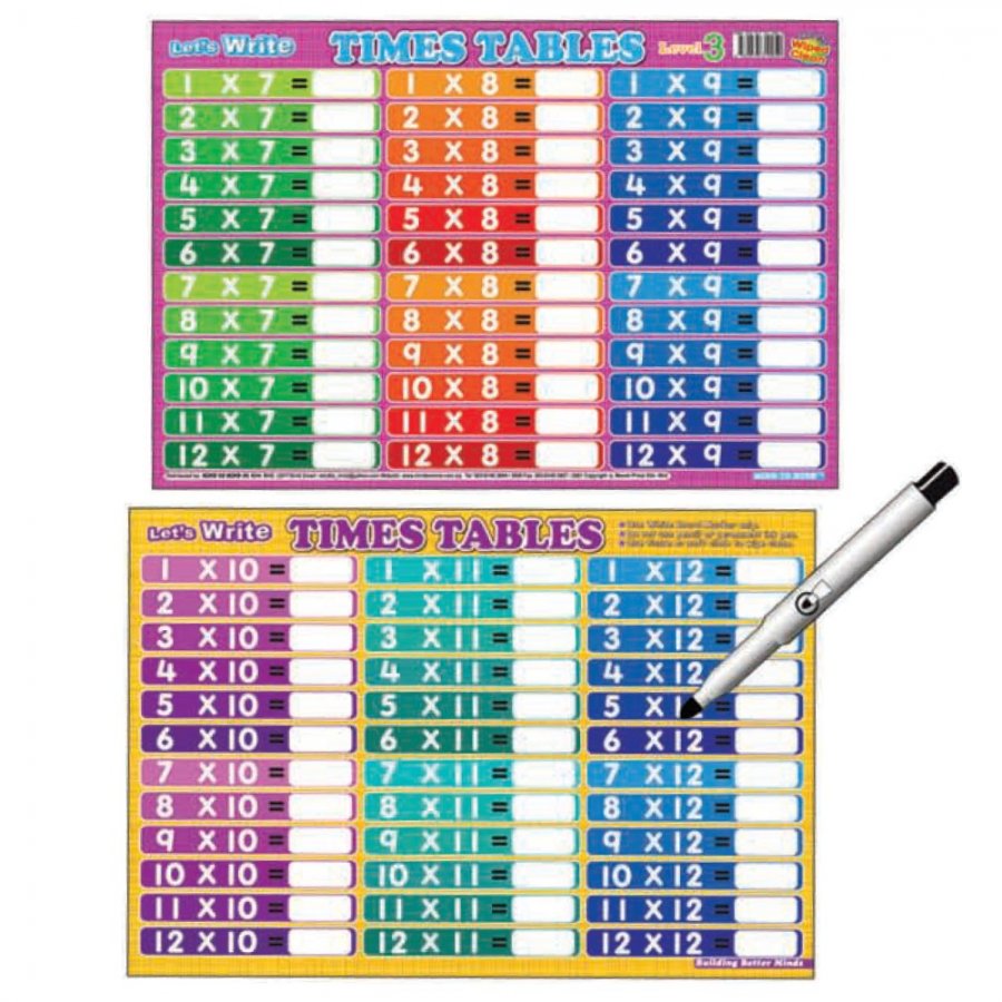 Writing Board Let\'s Write Times Tables (Level 3) (MM10050)