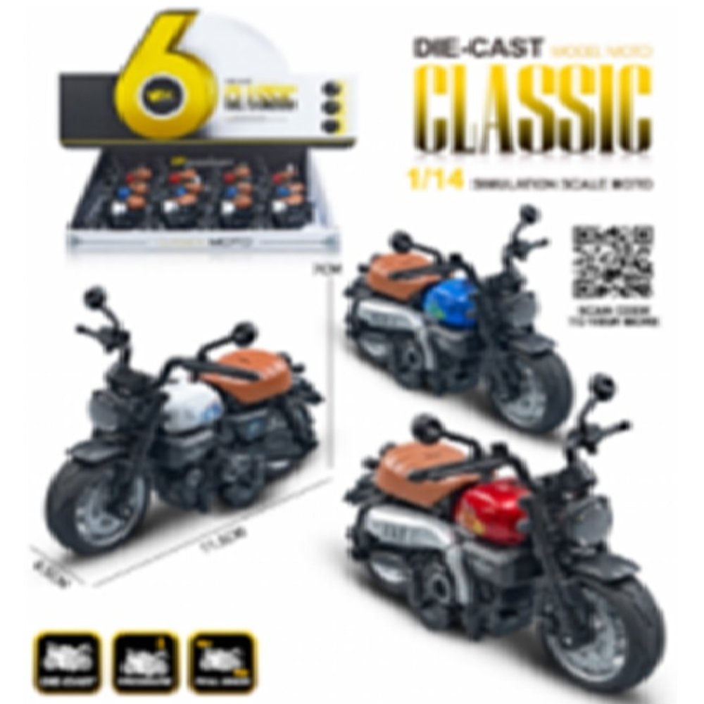 5\" Diecast Model 1:14 Moto Bike D (3 Asst. Colours, Pull Back Action) MY2590D-12