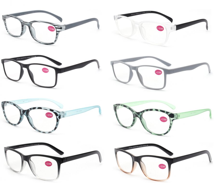 Unisex Fashion Plastic Reading Glasses 4 Style Asstd R9216-19