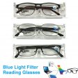 Metal Frame, Metal Hinge, Plastic Temple, Blue Light Blocking Readers with Case, 3 Style Asstd R9266-68C