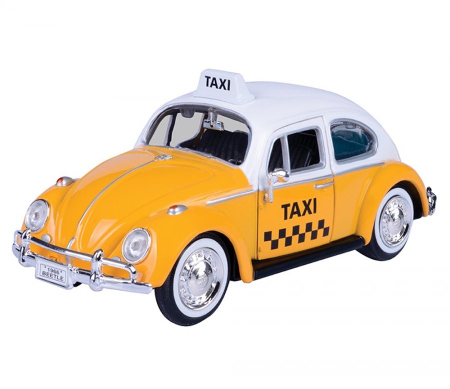 1:24 1966 Volkswagen Classic Beetle - Taxi (White with Yellow) MM79577TX