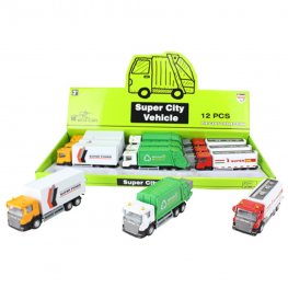 6" Diecast Transport Vehicle, 3 Style Mixed WGT2438-12  6" Diecast Transport Vehicle, 3 Style Mixed WGT2438-12