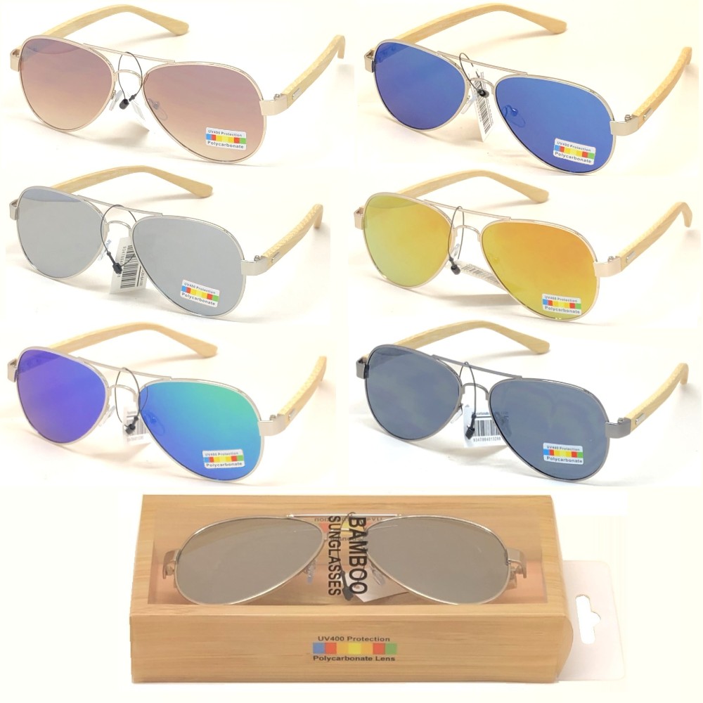 Bamboo Arm Polycarbonate Lens Sunglasses BA100