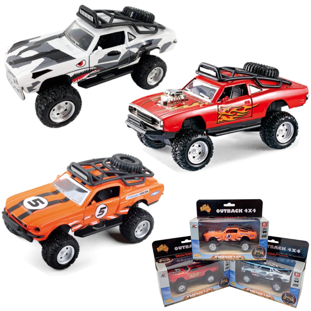 1:36 Diecast Outback 4x4 Muscle Cars 3 type assorted (Ford, Dodge, Chevrolet) AO628W
