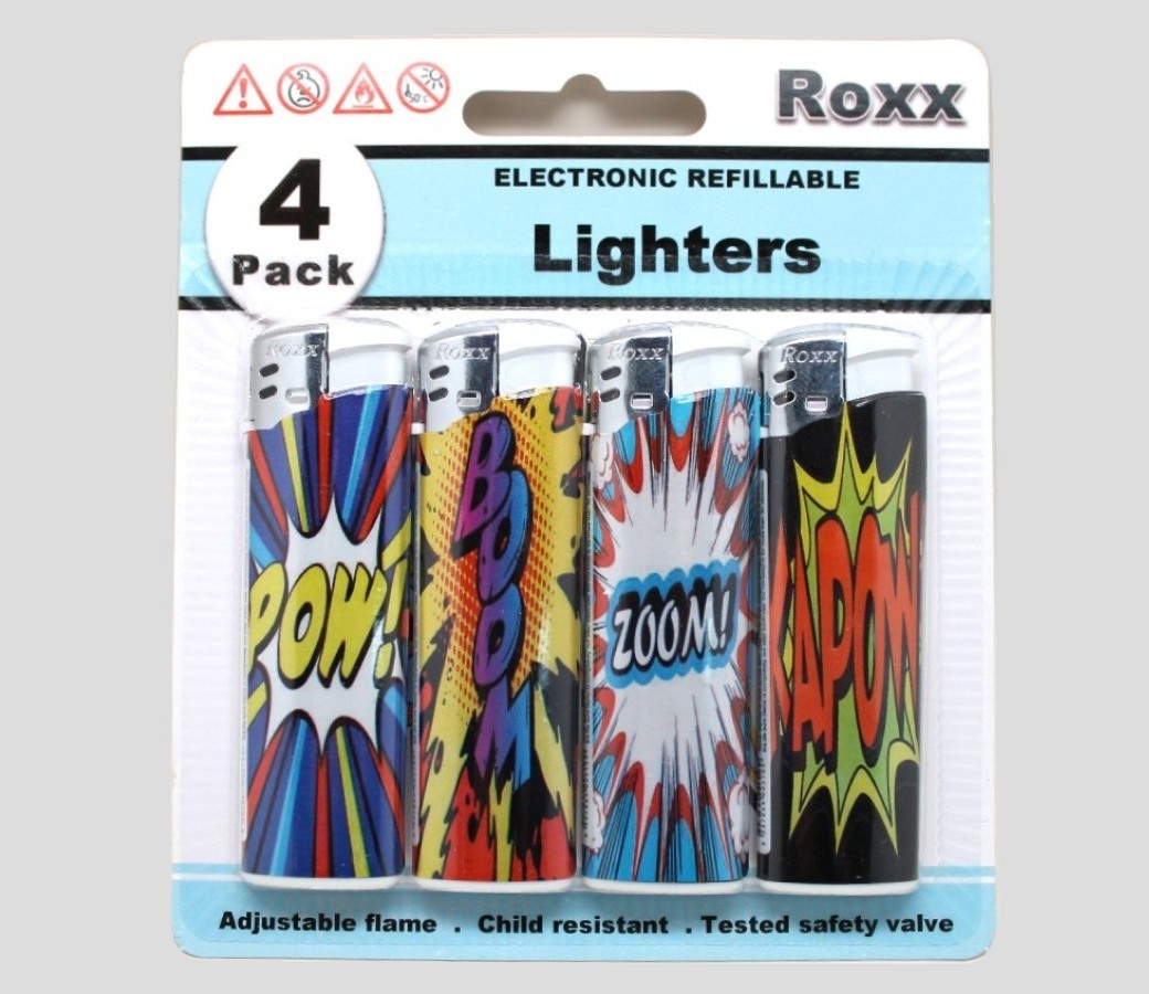 Gas Refillable Electronic Cigarette Lighter ROXX403 - Ka Pow 4pc/Blister