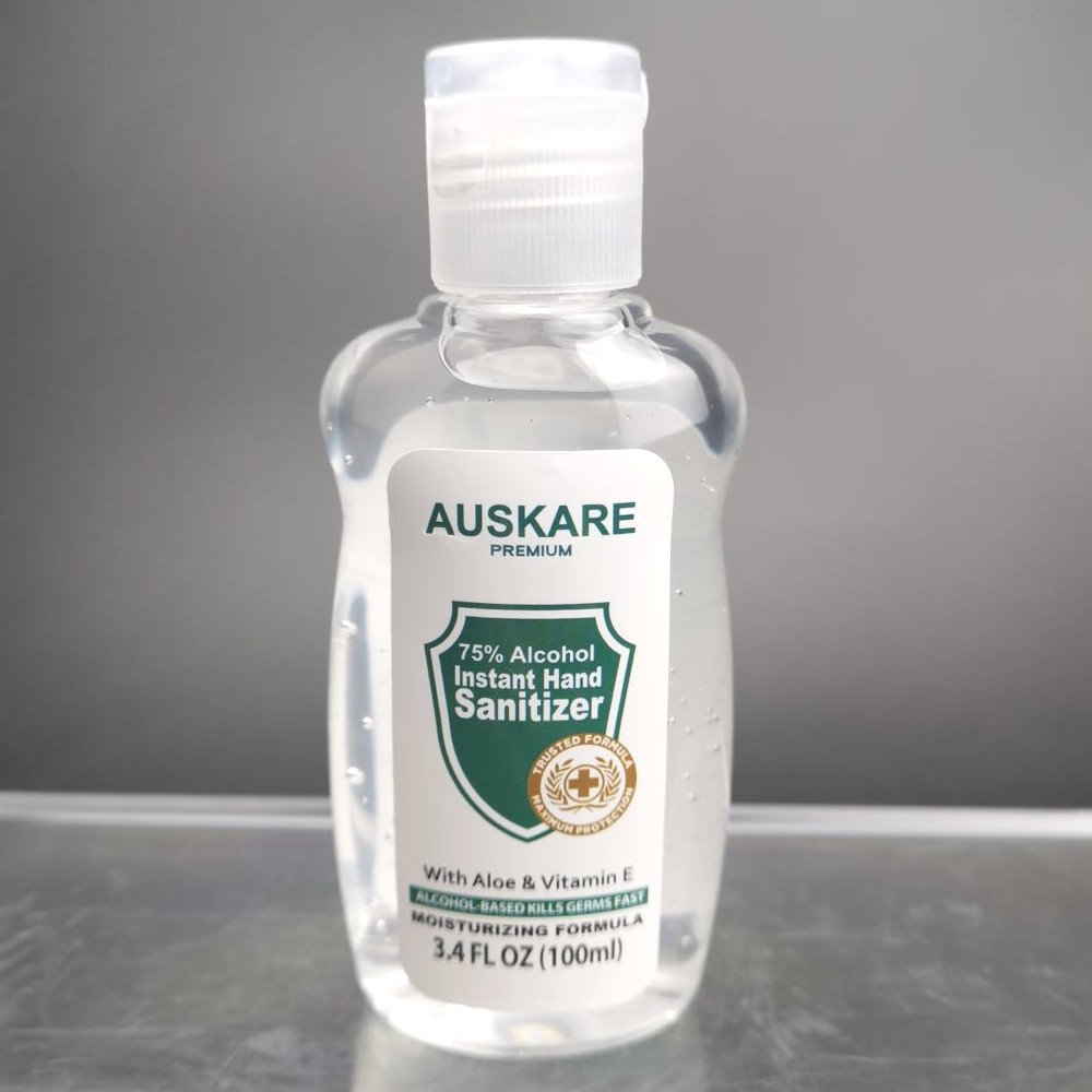 AusKare Hand Sanitizer 100ml - 75% Alcohol with Moisturizer and Vitamin E & Aloe Vera Gel