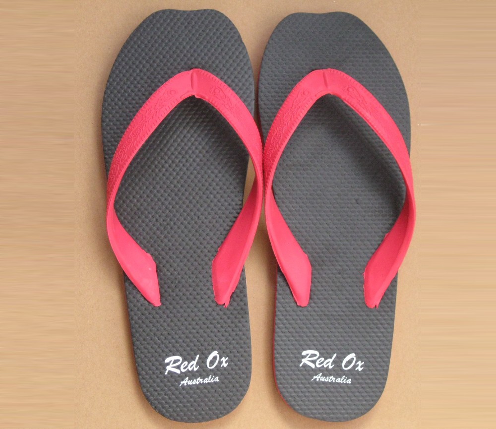 MD002 Mens Double Pluggers Sandals - Black/Red